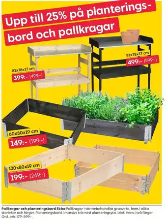 Pallkragar och planteringsbord Ebba