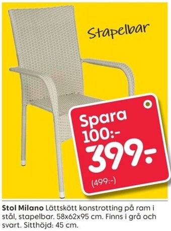 Rusta Stol Milano erbjuda