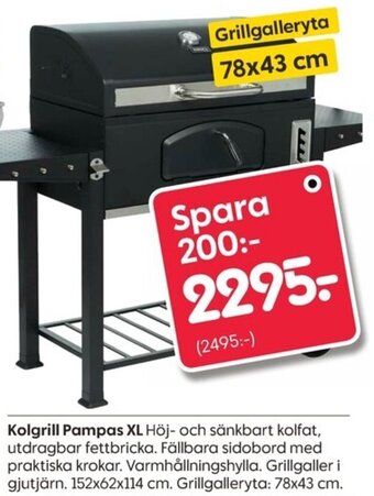 Rusta Kolgrill Pampas XL erbjuda