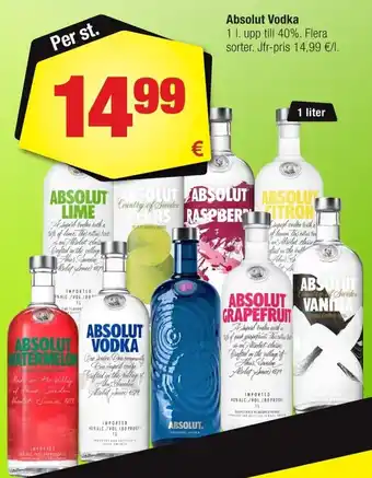 Calle Absolut Vodka 1L erbjuda
