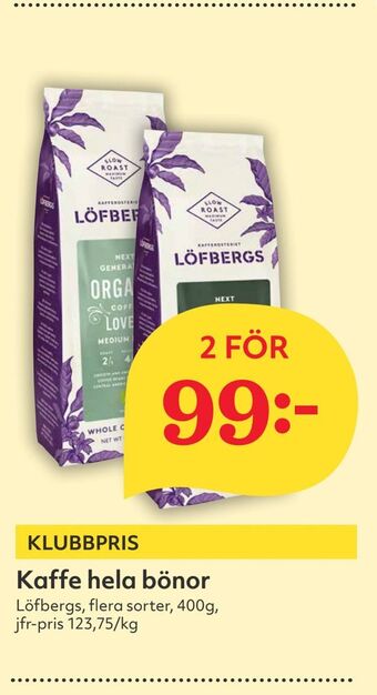 Hemköp Kaffe hela bönor erbjuda