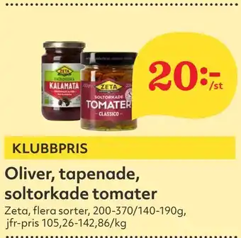 Hemköp Oliver, tapenade, soltorkade tomater erbjuda