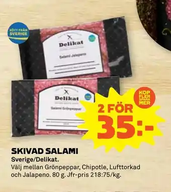 Stora Coop Skivad salami erbjuda