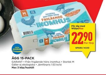 Willys Hemma Ägg 15-pack erbjuda
