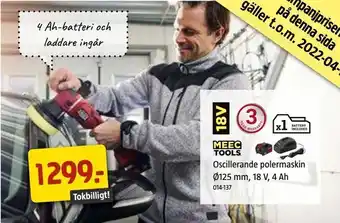 Jula Oscillerande polermaskin Ø125 mm, 18 V, 4 Ah erbjuda