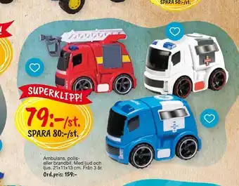 Leklust Ambulans, polis- eller brandbil erbjuda