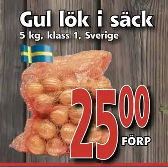 Gul lök i säck