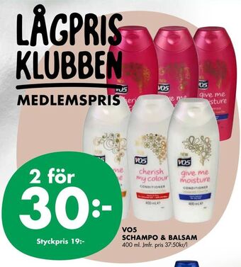 ÖoB Vo5 schampo & balsam erbjuda
