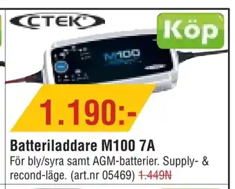 Erlandsons Brygga Batteriladdare M100 7A erbjuda