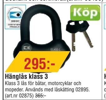 Erlandsons Brygga Hänglås klass 3 erbjuda