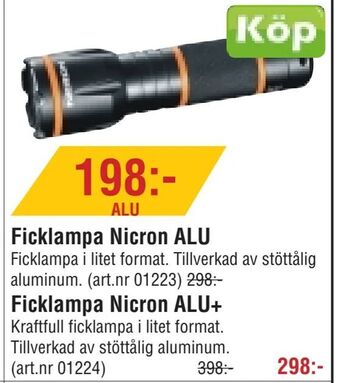 Erlandsons Brygga Ficklampa Nicron ALU erbjuda