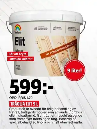 Bauhaus Träolja elit 9 l erbjuda