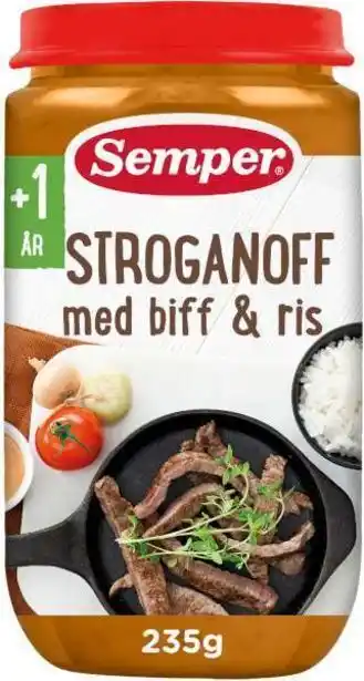 City Gross Stroganoff med biff & ris 1 år erbjuda