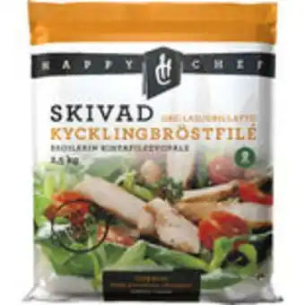 Snabbgross Kycklingbröst grillat skivat fryst happy chef 2.5kg erbjuda