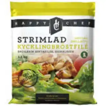 Snabbgross Kyckling grillad & strimlad 10mm fryst happy chef 2.5kg erbjuda