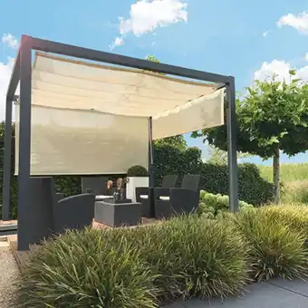 Skånska Byggvaror Pergola i aluminium skuggtak i vit erbjuda