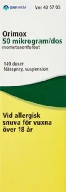 LloydsApotek Orimox, nässpray, suspension 50 mikrogram/dos 140 dos(er) erbjuda
