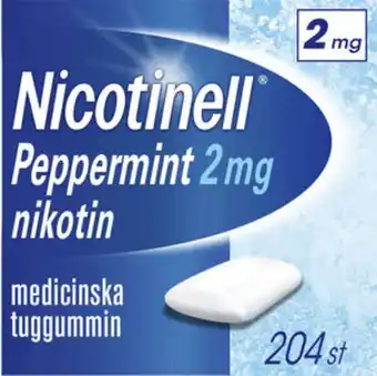 LloydsApotek Nicotinell peppermint, medicinskt tuggummi 2 mg 204 styck erbjuda