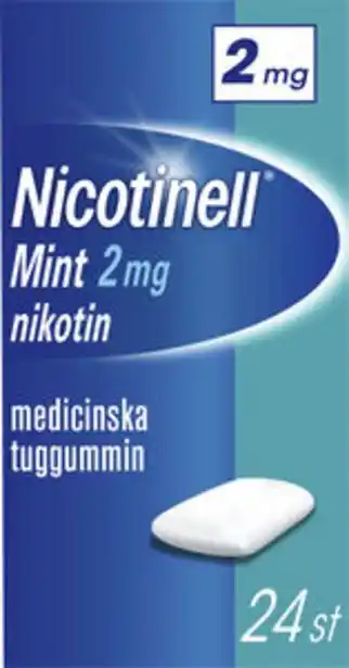 LloydsApotek Nicotinell mint, medicinskt tuggummi 2 mg 24 styck erbjuda