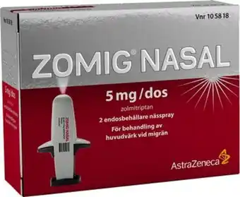 Zomig nasal, nässpray, lösning 5 mg/dos grunenthal sweden ab 2 x 0,1 milliliter