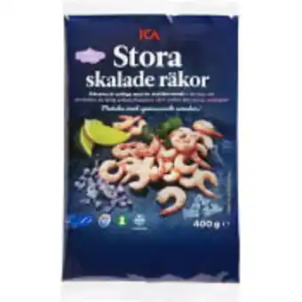 ICA Maxi Stora skalade räkor 400g ica erbjuda