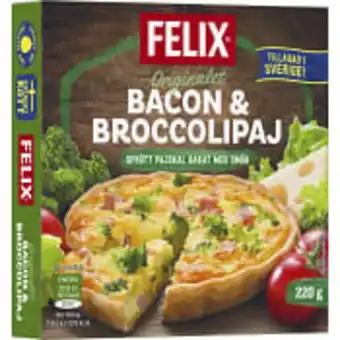 ICA Maxi Bacon & broccolipaj fryst 220g felix erbjuda