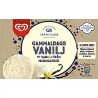 ICA Maxi Glass gammeldags vanilj 500ml gb gräddglass erbjuda
