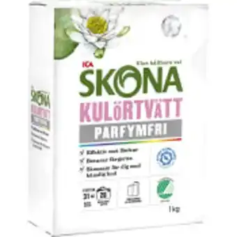 ICA Maxi Tvättmedel kulörtvätt parfymfri 1kg miljömärkt ica skona erbjuda