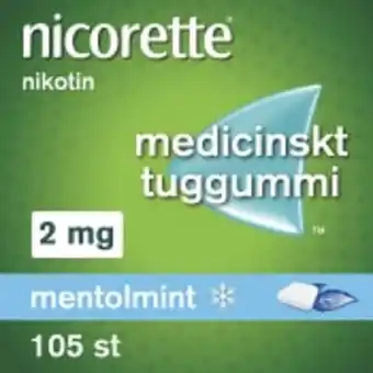 Nicorette mentolmint medicinskt tuggummi 2mg 105-p