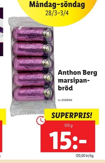 Lidl Anthon Berg marsipanbröd erbjuda