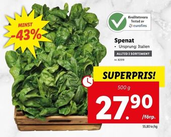 Lidl Spenat erbjuda