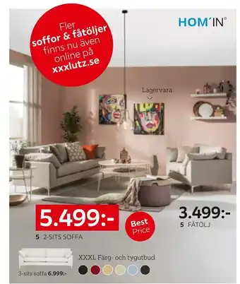 XXXLutz Soffgrupp 2-sits 3-sits soffa erbjuda
