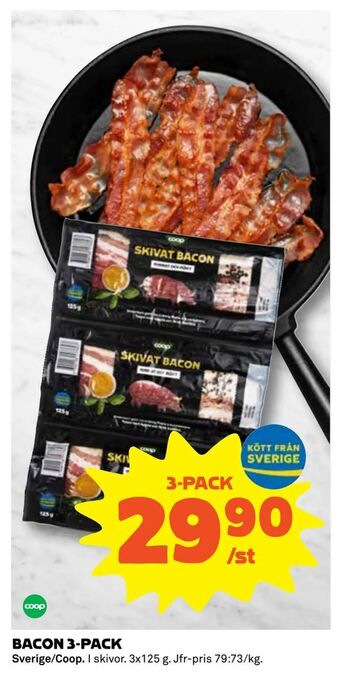 Coop Extra Bacon 3-pack erbjuda