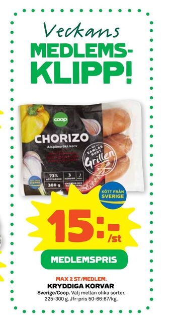Stora Coop Kryddiga korvar erbjuda