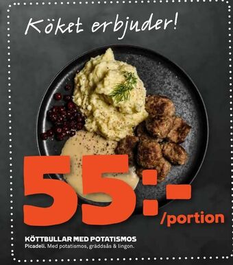 Stora Coop Köttbullar med potatismos erbjuda