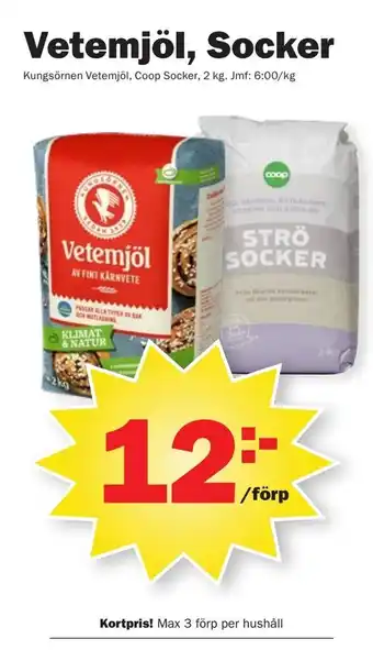 Vetemjöl, Socker