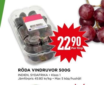 Willys Röda vindruvor 500g erbjuda