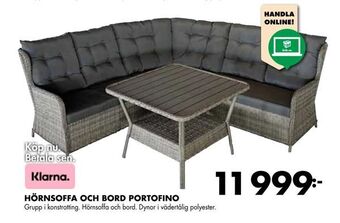 ÖoB Hörnsoffa och bord portofino erbjuda