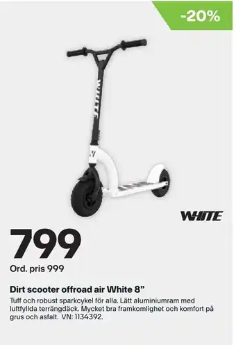 XXL Dirt scooter offroad air White 8" erbjuda