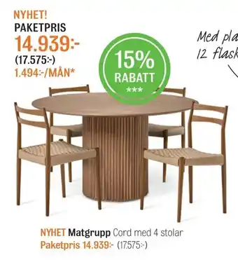 Mio Matgrupp, Cord med 4 stolar erbjuda
