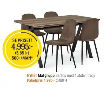 Mio Matgrupp, Santos med 4 stolar Tracy erbjuda