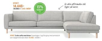 Mio 3-sits soffa med divan erbjuda