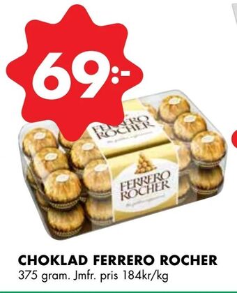 ÖoB Choklad ferrero rocher erbjuda