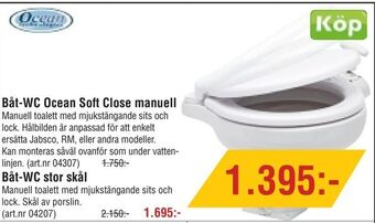 Erlandsons Brygga Båt-WC Ocean Soft Close manuell erbjuda