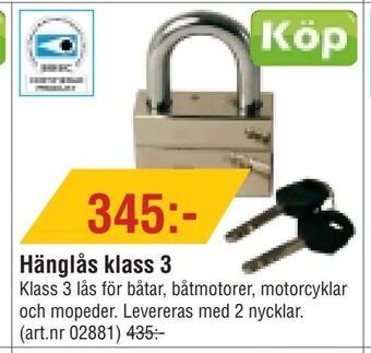 Erlandsons Brygga Hänglås klass 3 erbjuda
