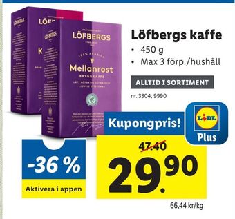 Lidl Löfbergs kaffe erbjuda