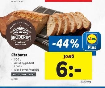 Lidl Ciabatta erbjuda