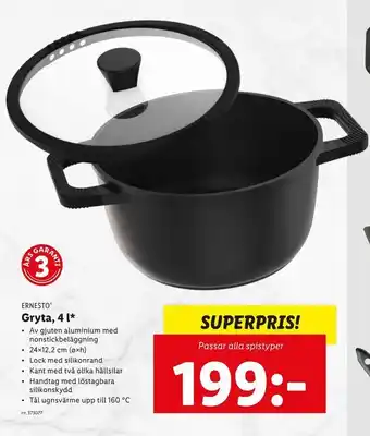 Lidl Gryta, 4 l erbjuda