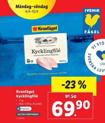 Lidl Kronfågel kycklingfilé erbjuda