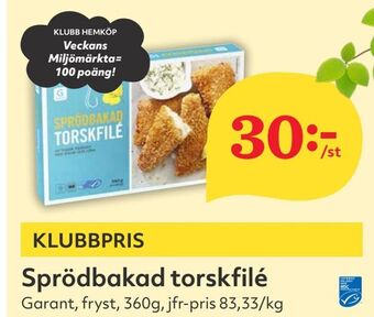 Hemköp Sprödbakad torskfilé erbjuda
